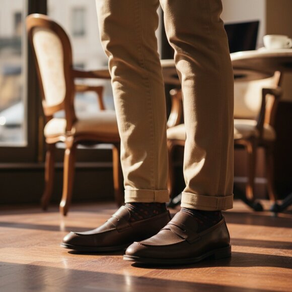 Express Dark Brown Leather Penny Loafers (Size 10.5) - Picture 7 of 8